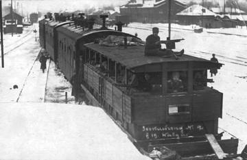 Estonian Army armoured train No. 2 during the War of Independence in Valga. Source: Võrumaa Museum, (VK F 771:18 F/n), wikimedia.org