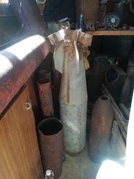 Photo for visualization: light gray is a Soviet phosphorus bomb found in Zvārde