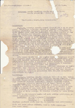 Major Jānis Ozols' report after the 3rd Battle of Courland, Part 1