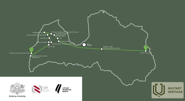 Die Route „Kurelianer: Für Lettland gegen ausländische Besatzungsmächte“ wurde in Zusammenarbeit mit dem staatlichen Forschungsprogramm, dem Okkupationsmuseum und dem Kulturministerium vorbereitet